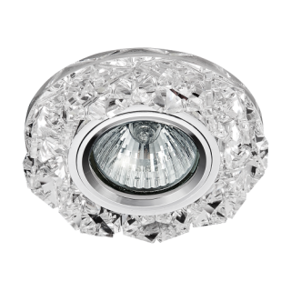 Downlight okrúhly sklo/chróm/kryštáľ 1xGU10/50W +1xLED/3W